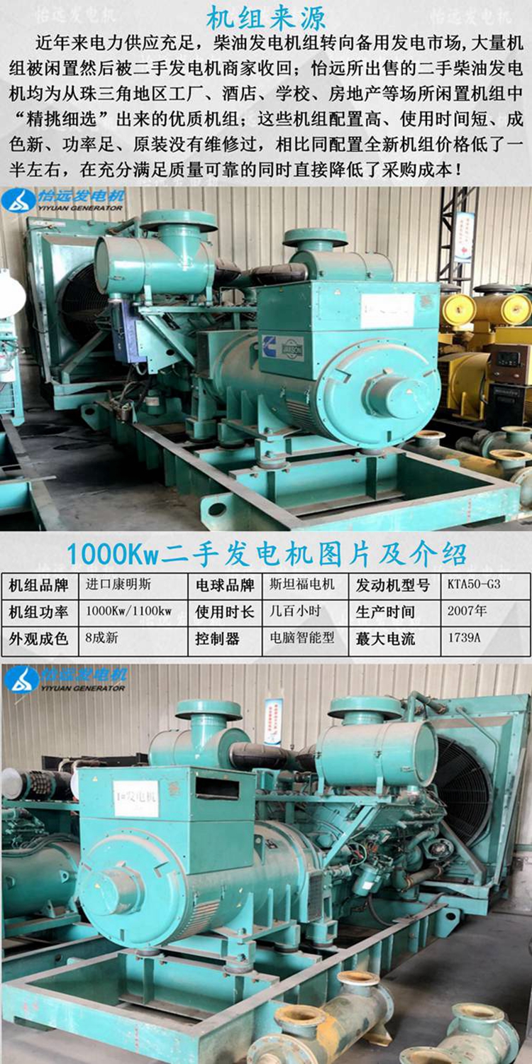 二手1000千瓦發(fā)電機